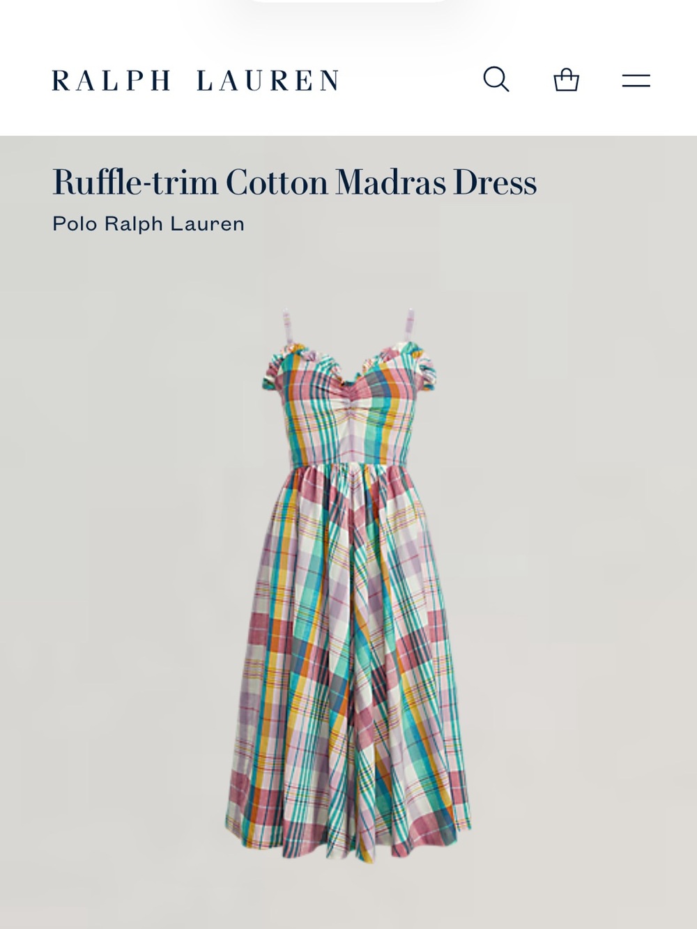 Polo by Ralph Lauren Womens Madras Plaid Ruffle Sundress in Multi-Color